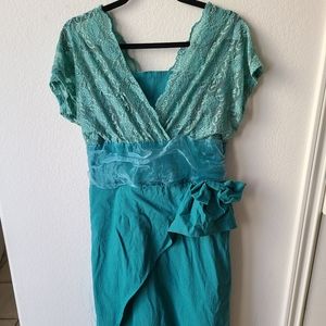 Bettie Page teal Wiggle Dress